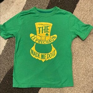 Green Kids Shirt with Yellow Print